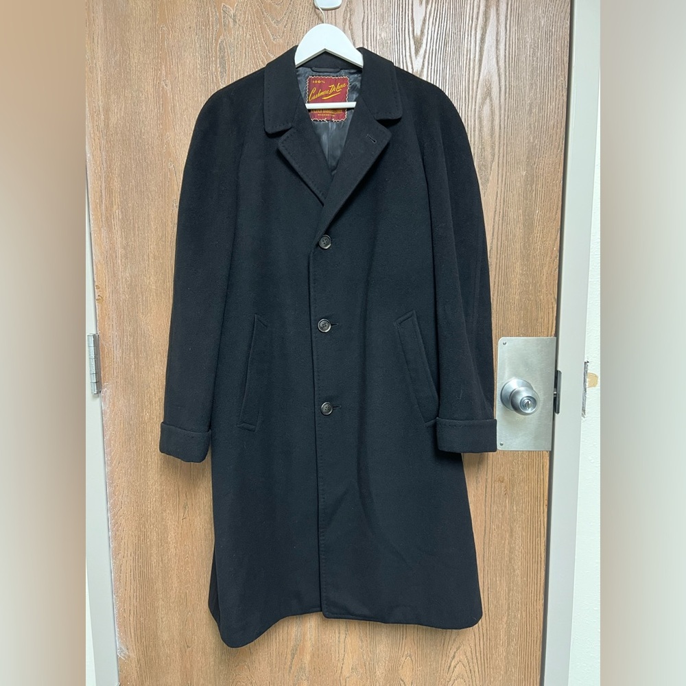 100% Cashmere Black Overcoat by Raleigh Haberdasher